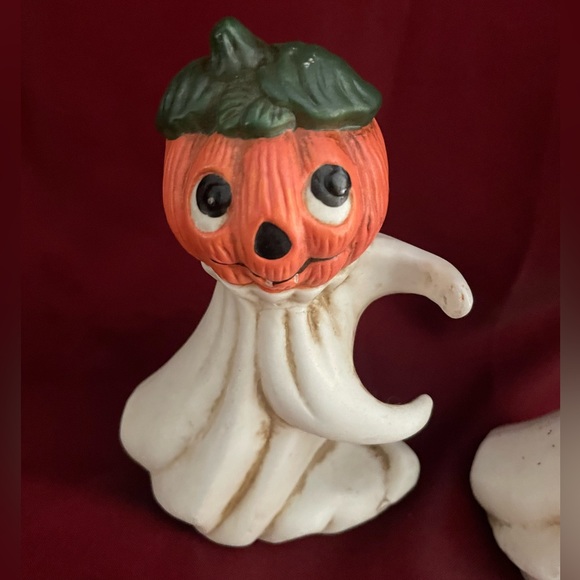 Pair of Vintage Jack-o-lantern Candlesticks - Picture 2 of 4